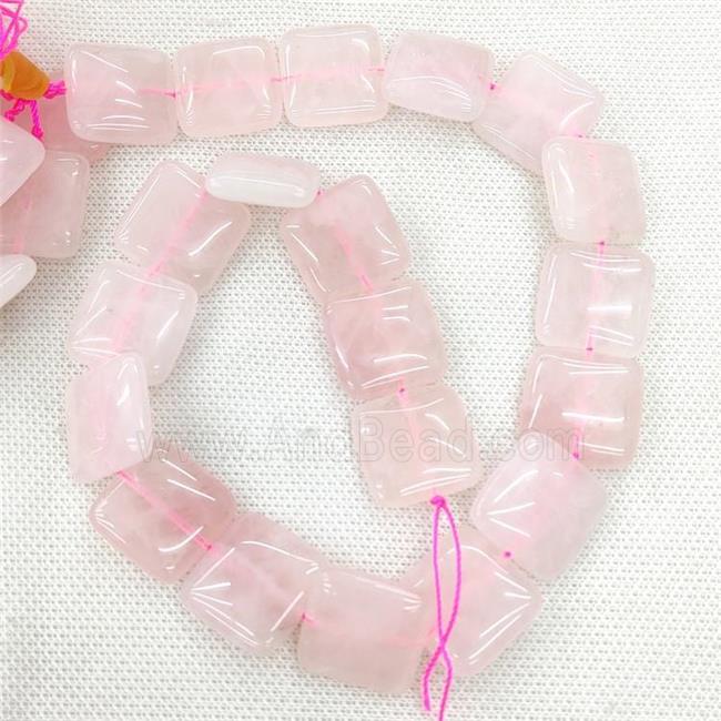 Natural Pink Rose Quartz Square Beads
