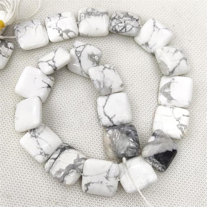White Howlite Turquoise Square Beads