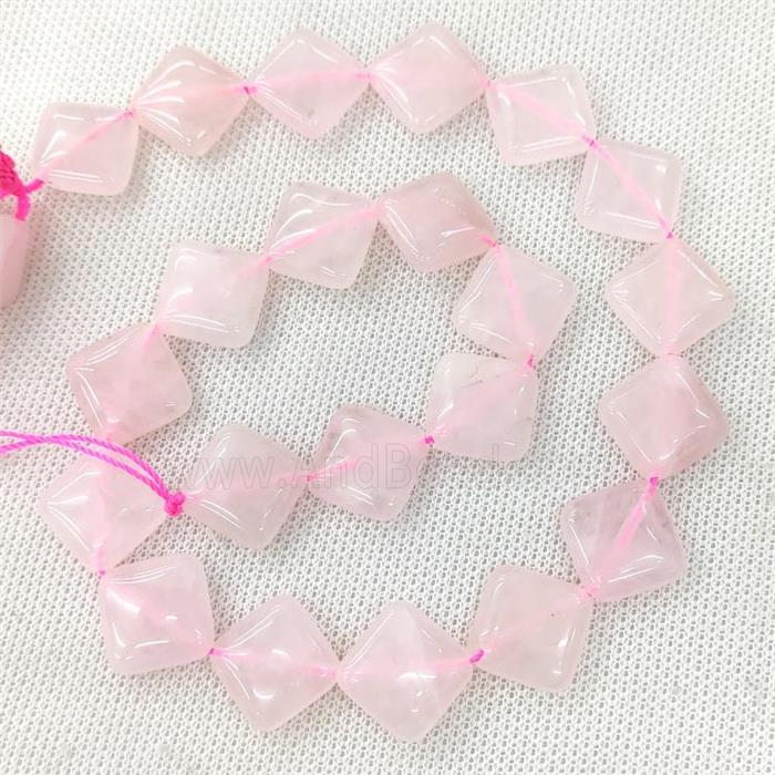 Natural Rose Quartz Beads Pink Square Corner-Drilled
