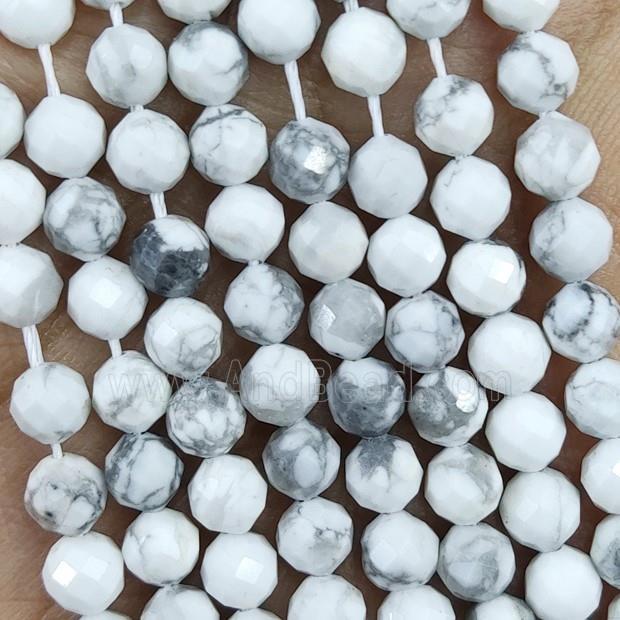 Natural White Howlite Turquoise Beads Faceted Round