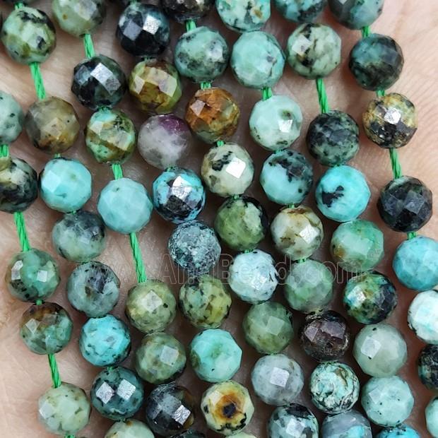 African Turquoise Beads Green Faceted Round