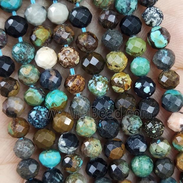 Natural Turquoise Beads C-Grade Faceted Round Multicolor