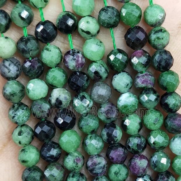 Natural Ruby Zoisite Beads Green Faceted Round