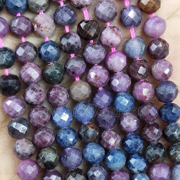 Natural Ruby And Sapphire Beads Faceted Round