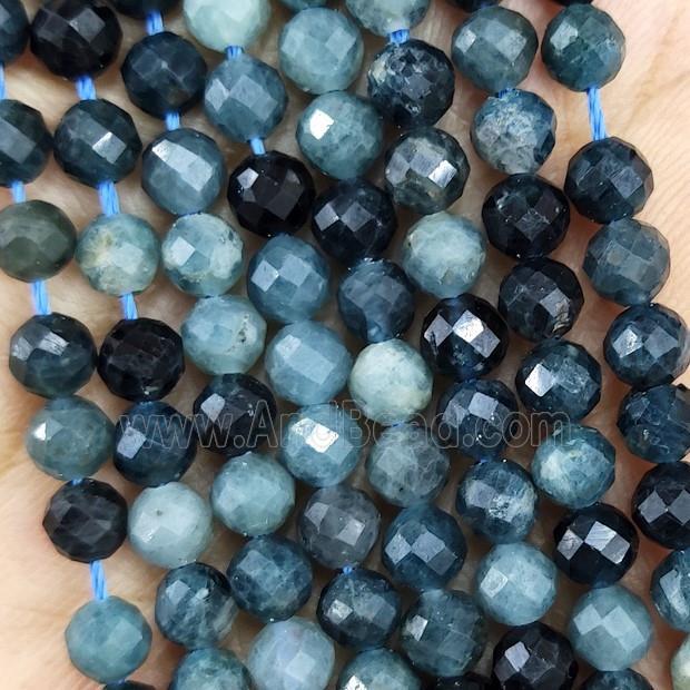 Natural Tourmaline Beads Blue Black Faceted Round