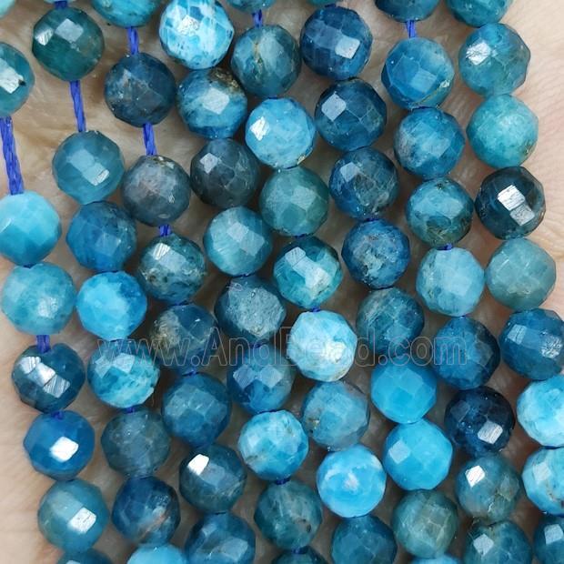 Natural Apatite Beads Blue Faceted Round