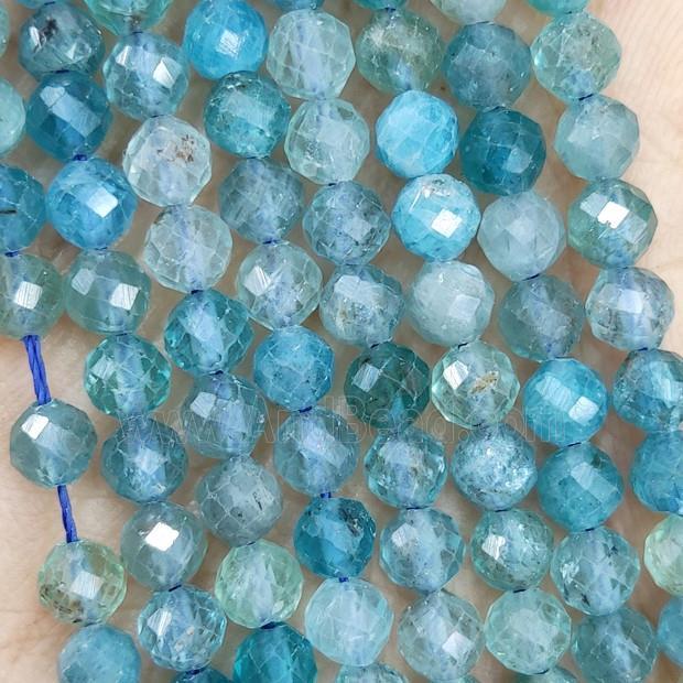 Natural Apatite Beads Blue Faceted Round