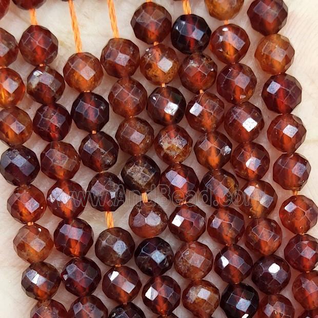Natural Orange Garnet Beads Faceted Round
