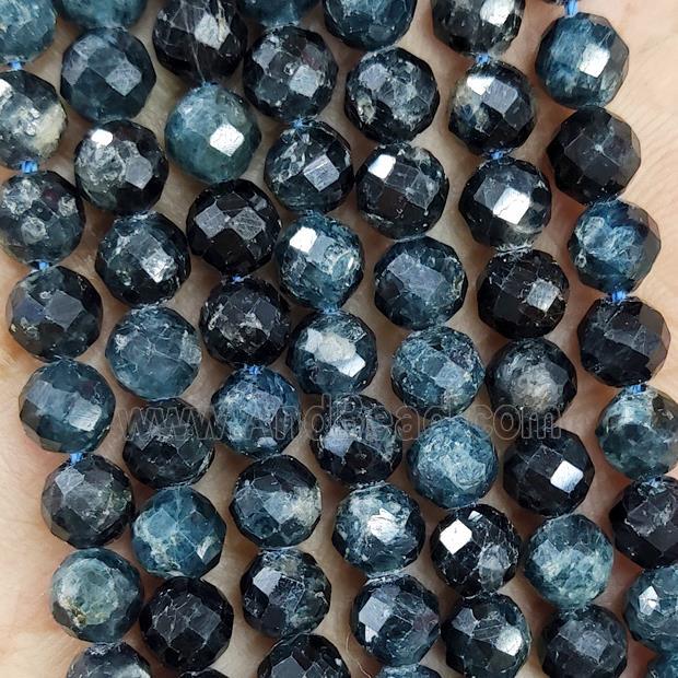 Natural Tourmaline Beads Blue Black Faceted Round