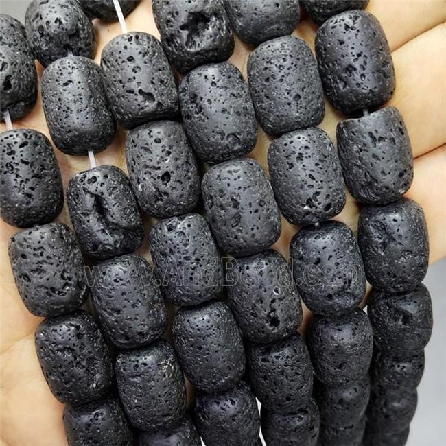Black Lave Stone Barrel Beads