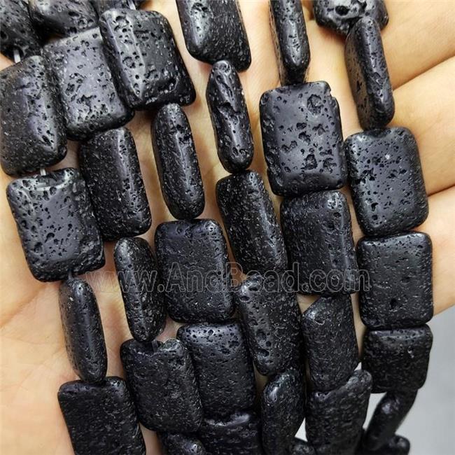 Black Lave Stone Rectangle Beads