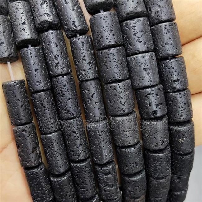 Black Lave Stone Tube Beads