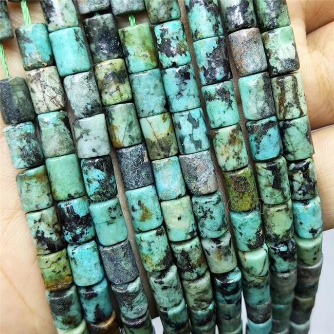 Green African Turquoise Tube Beads