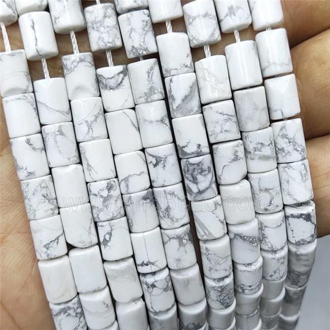 White Howlite Turquoise Tube Beads
