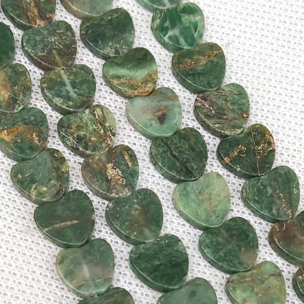 Green African Chrysoprase Heart Beads