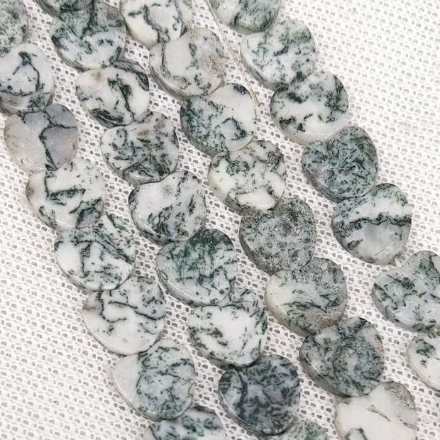 Tree Agate Heart Beads