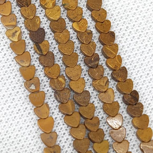 Yellow Oak Jasper Heart Beads