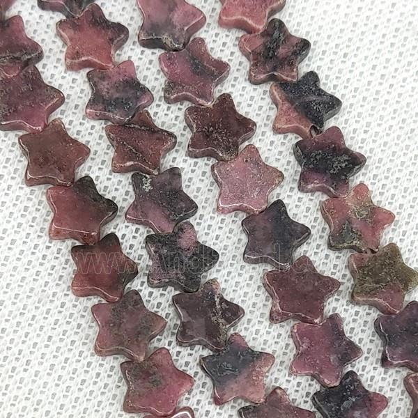 Natural Chinese Rhodonite Star Beads Red