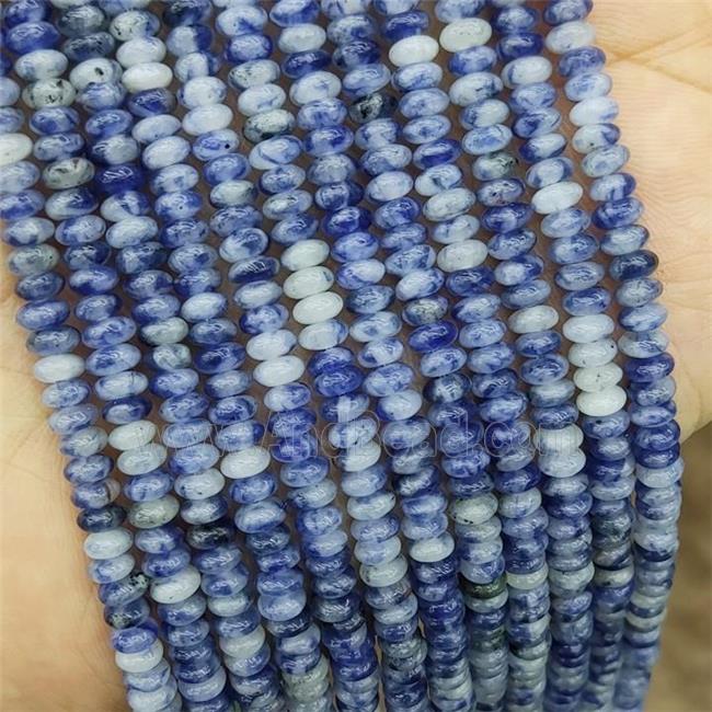 Natural Blue Dalmatian Jasper Beads Smooth Rondelle