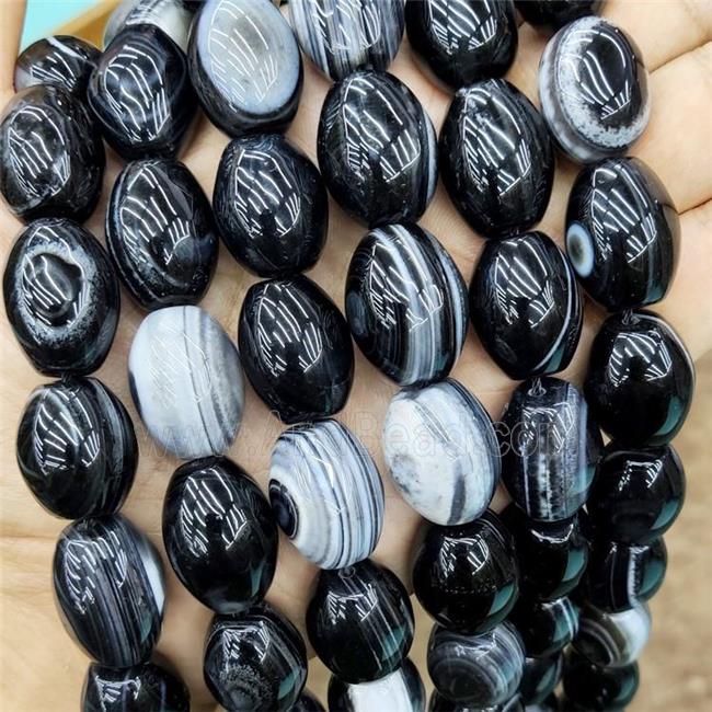 Natural Stripe Agate Barrel Beads Black Bands