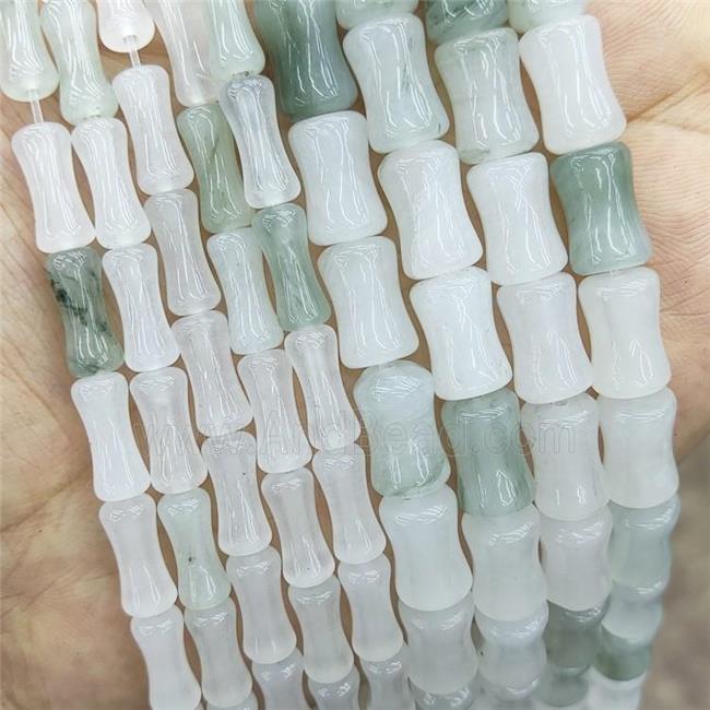 Natural Ice Jadeite Beads Bamboo White Green
