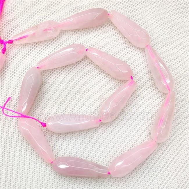Natural Pink Rose Quartz Beads Faceted Teardrop