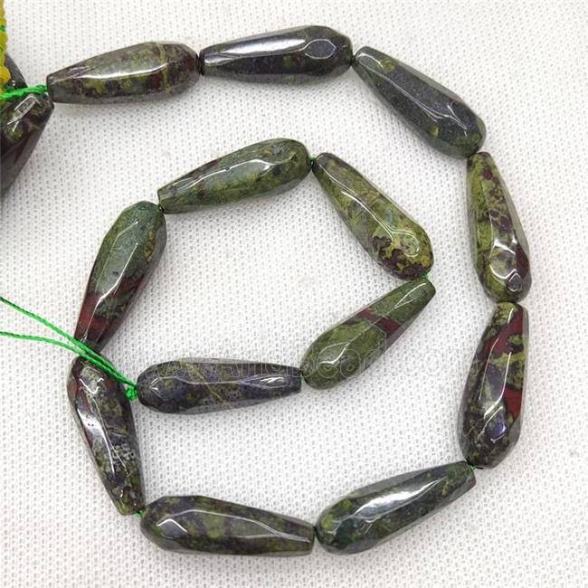 Natural Dragon Bloodstone Beads Faceted Teardrop