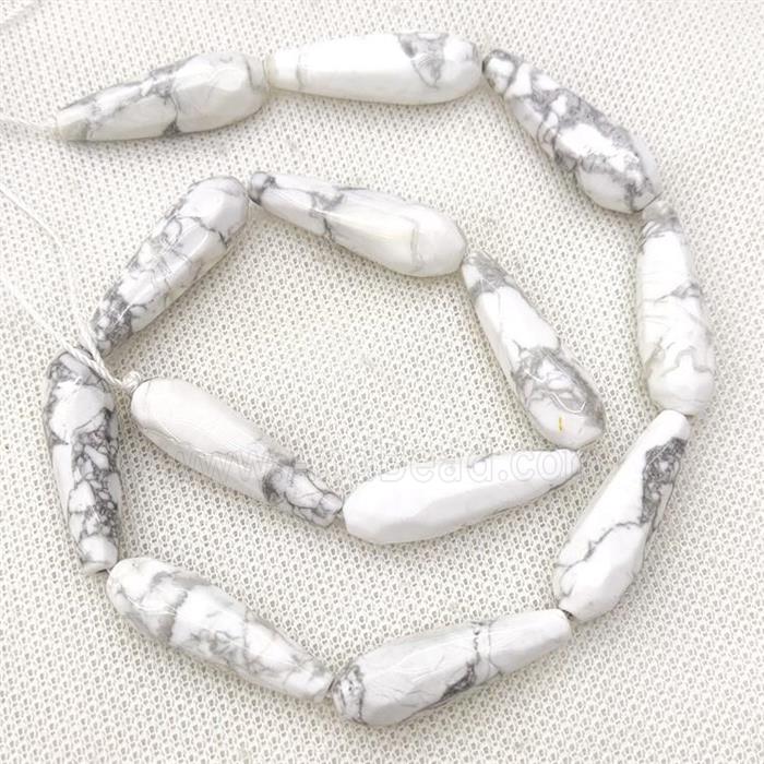Natural White Howlite Turquoise Beads Faceted Teardrop