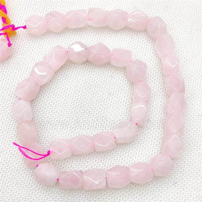 Natural Pink Rose Quartz Beads Freeform Faceted