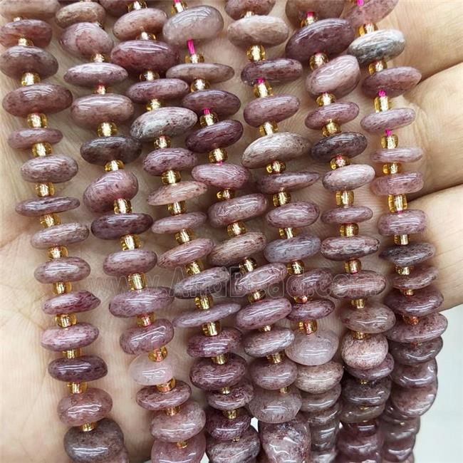 Natural Pink Strawberry Quartz Spacer Beads Freeform