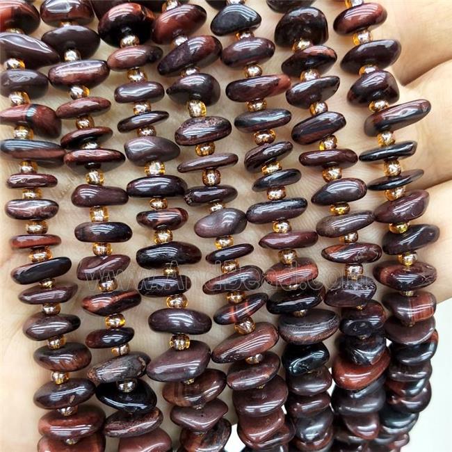 Natural Tiger Eye Stone Spacer Beads Red Dye Freeform Chips