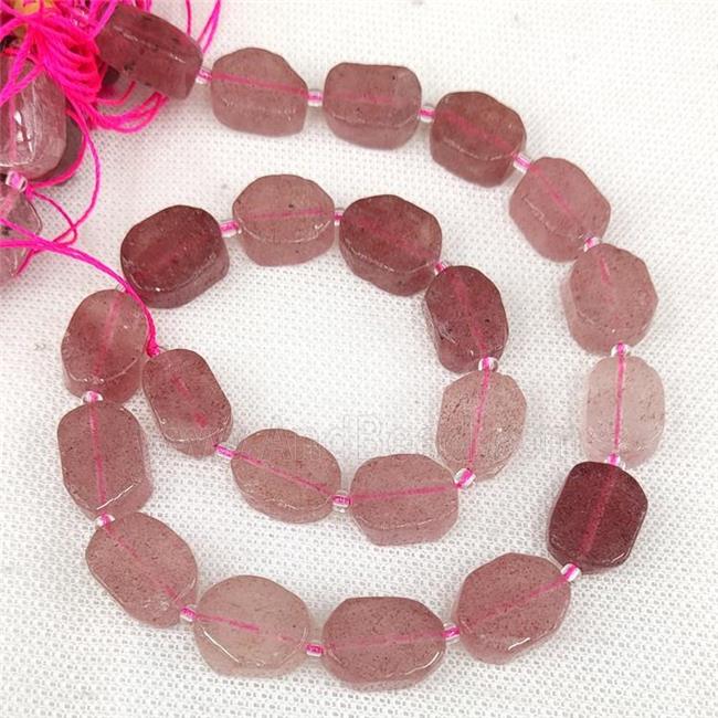 Natural Pink Strawberry Quartz Rectangle Beads