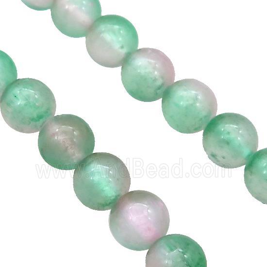 Selenite Beads Green Pink Dye Smooth Round