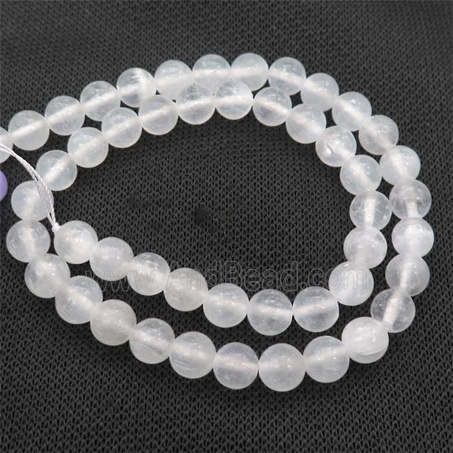 White Selenite Beads Smooth Round