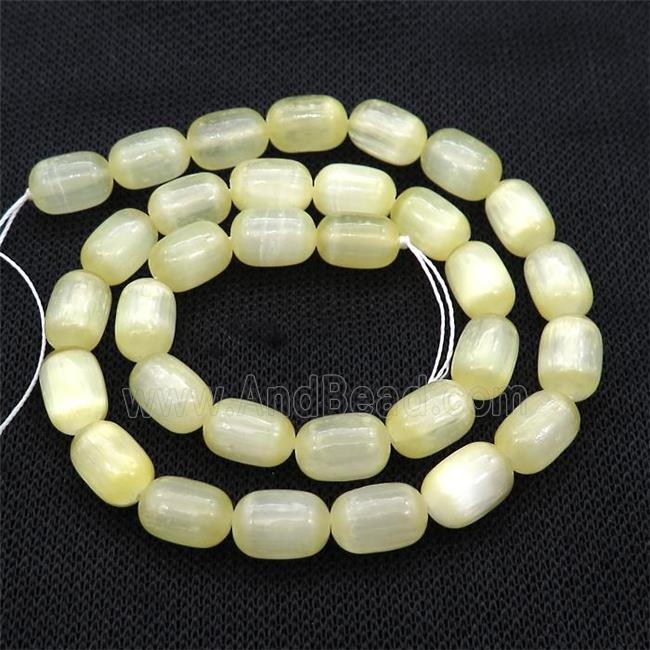Selenite Beads Lt.yellow Dye Barrel