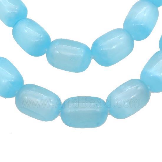 Selenite Beads Blue Dye Barrel