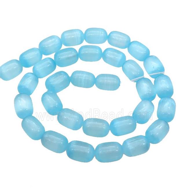 Selenite Beads Blue Dye Barrel
