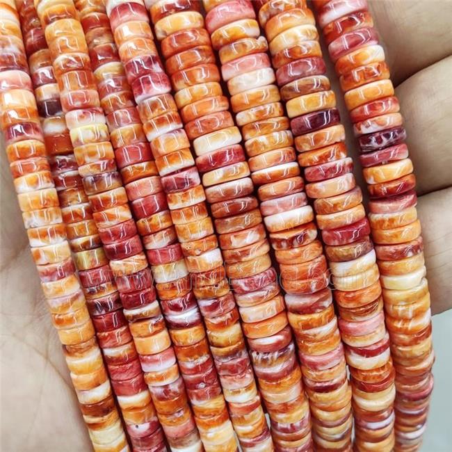 Red Scallops Shell Heishi Beads