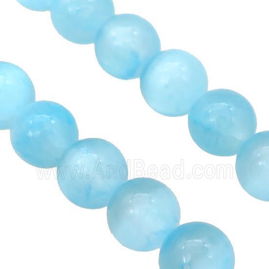 Aqua Selenite Beads Smooth Round Dye