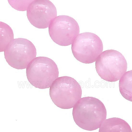Pink Selenite Beads Smooth Round Dye