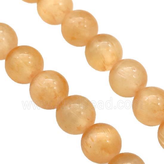 Peach Selenite Beads Smooth Round Dye