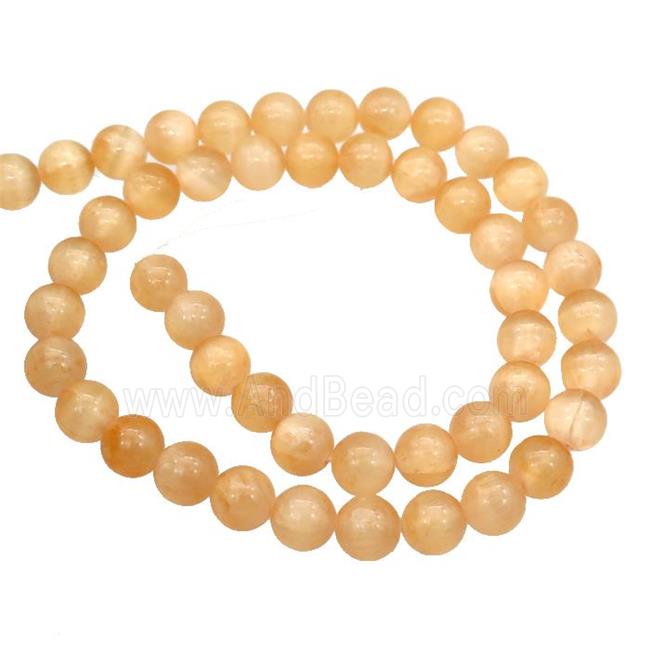 Peach Selenite Beads Smooth Round Dye