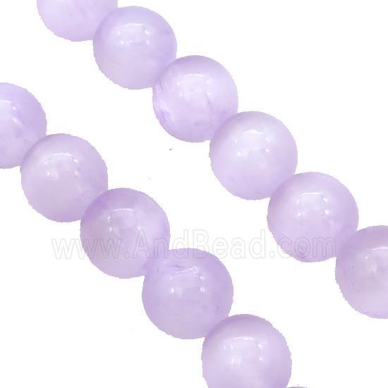 Lt.purple Selenite Beads Smooth Round Dye