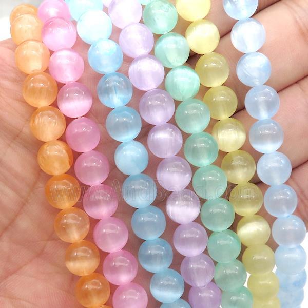 Selenite Beads Smooth Round Dye Mixed Color