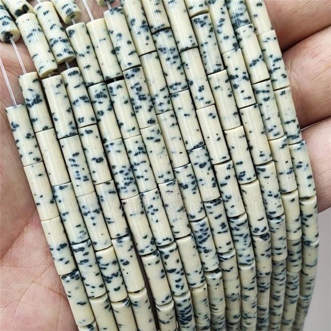 Beige Yellow Ceramics Tube Beads