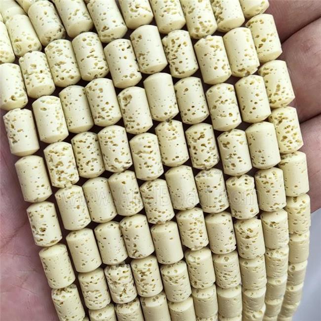 Rock Lava Column Beads Yellow Dye