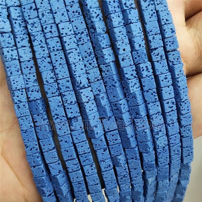 Rock Lava Cube Beads Rich Blue Dye