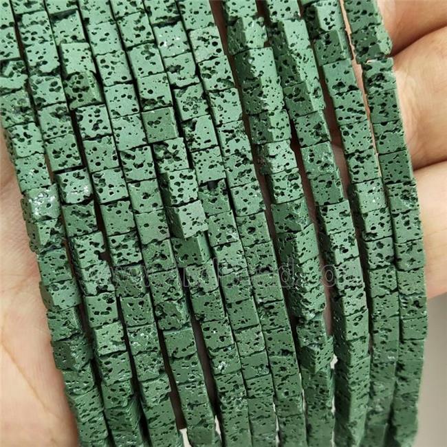 Rock Lava Cube Beads Green Dye