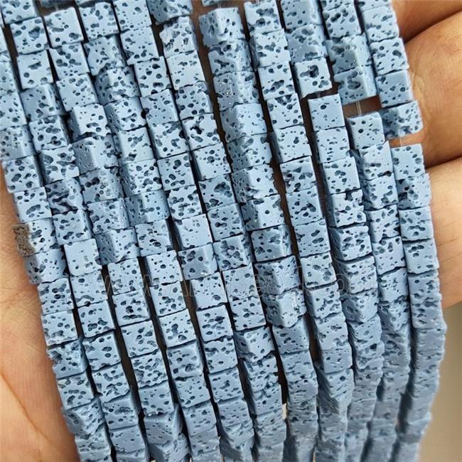 Rock Lava Cube Beads Blue Dye