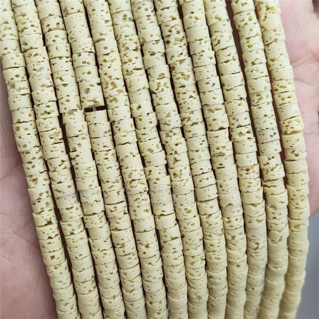 Rock Lava Heishi Beads Yellow Dye
